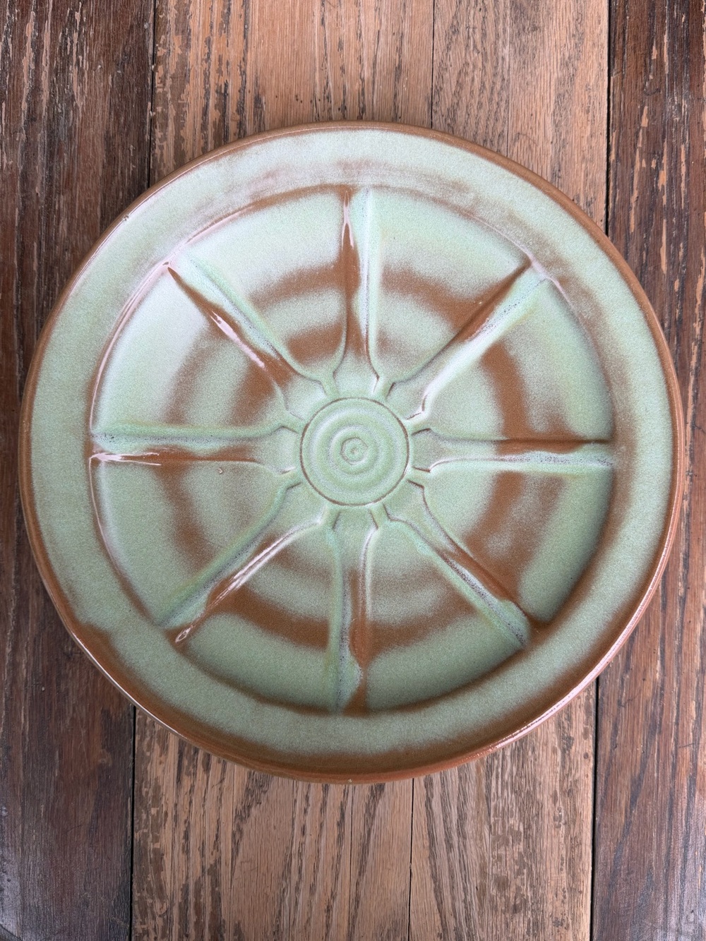 Frankoma 94FL Wagon Wheel Prairie Green Dinner Plate